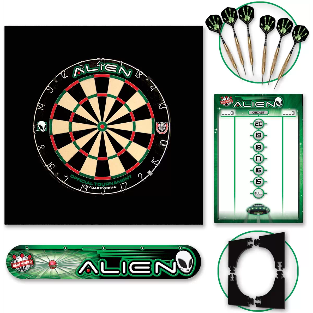 Dart World Alien Wall Protector Set with Darts and Board